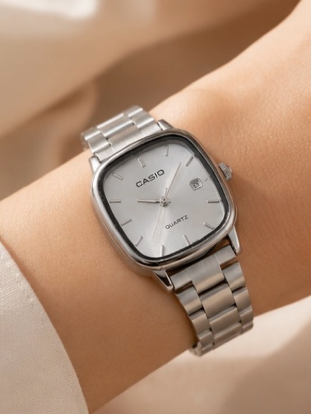 Casio Silver Stainless Steel Square-Edge Bracelet Watch